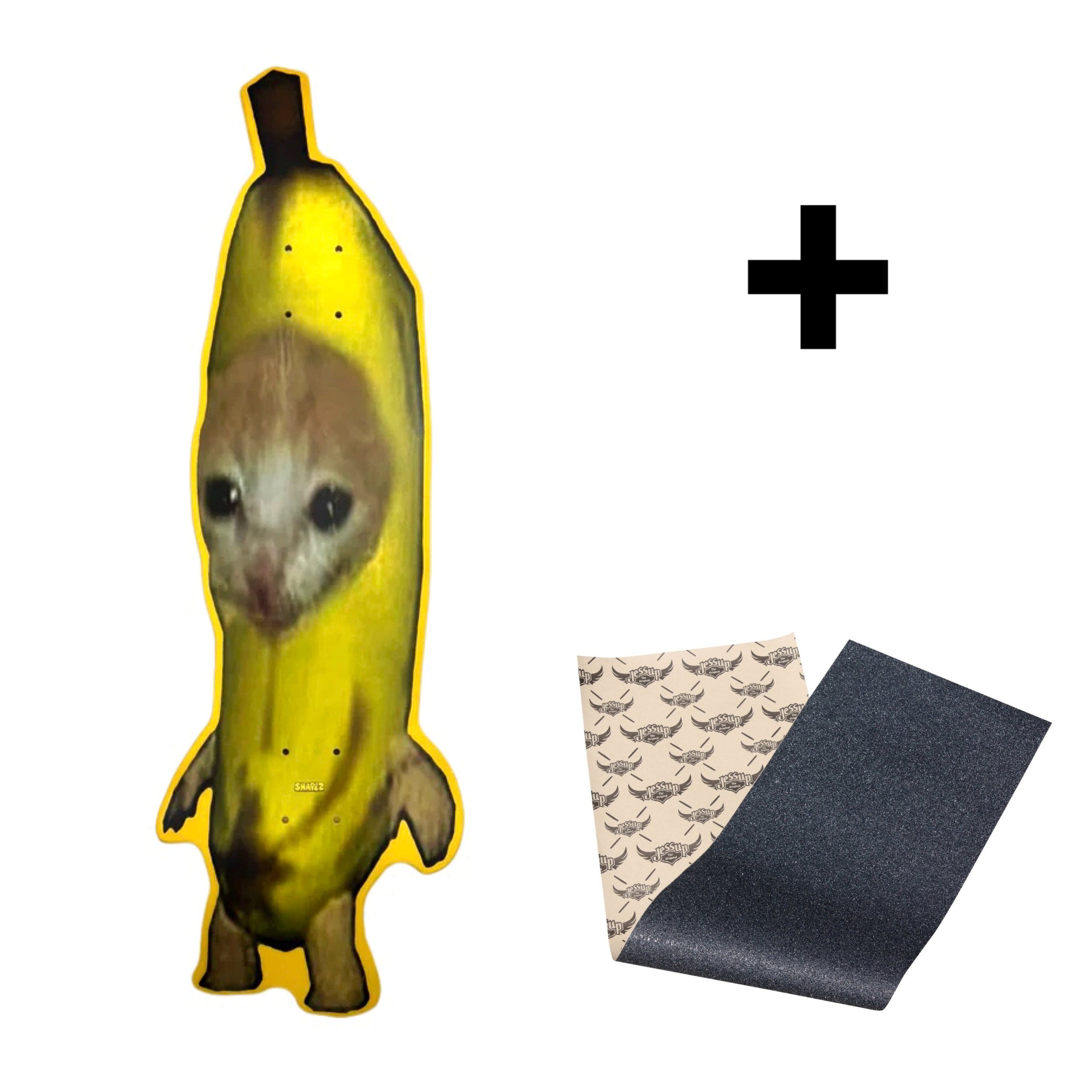 banana cat skateboard deck and grip tape