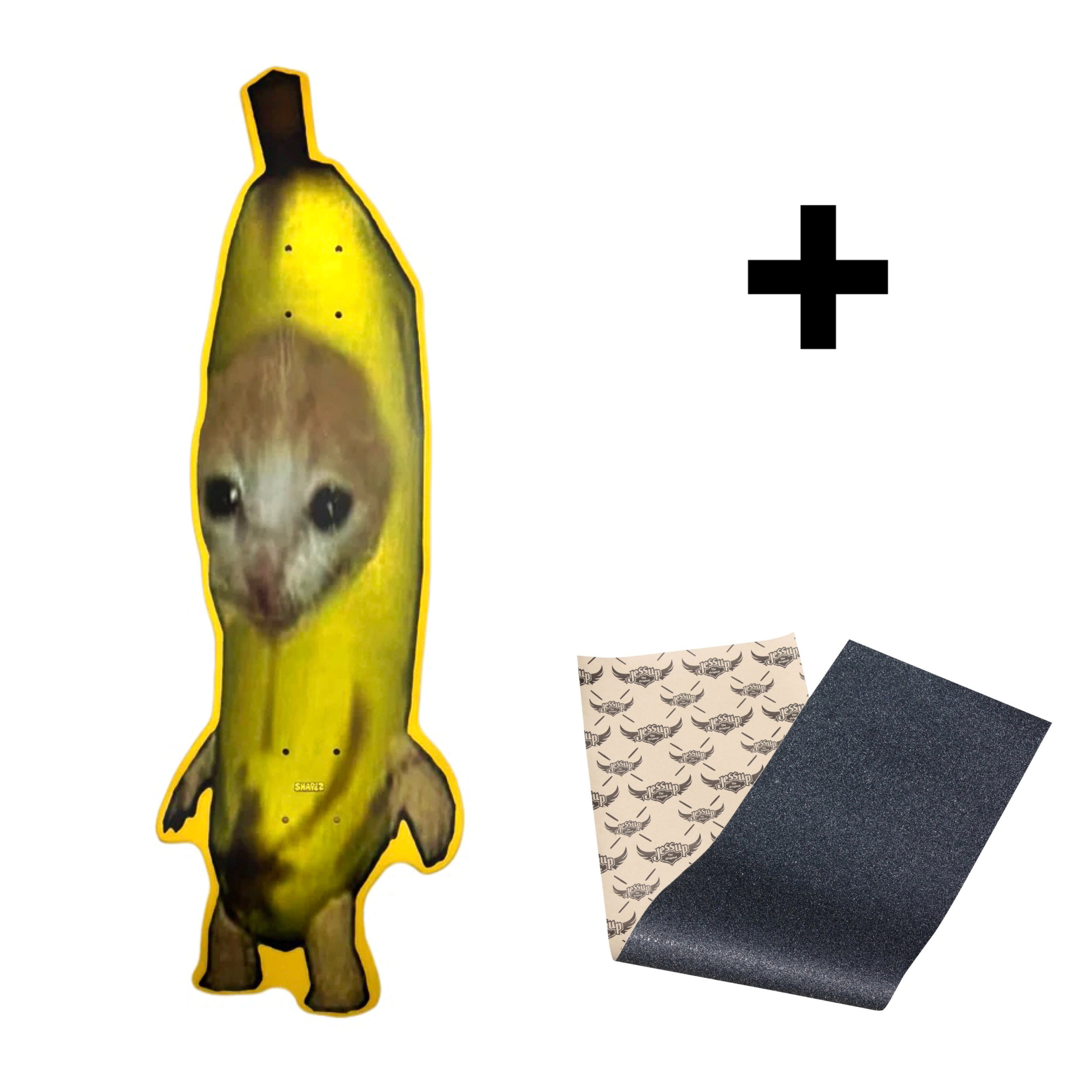 banana cat skateboard deck and grip tape