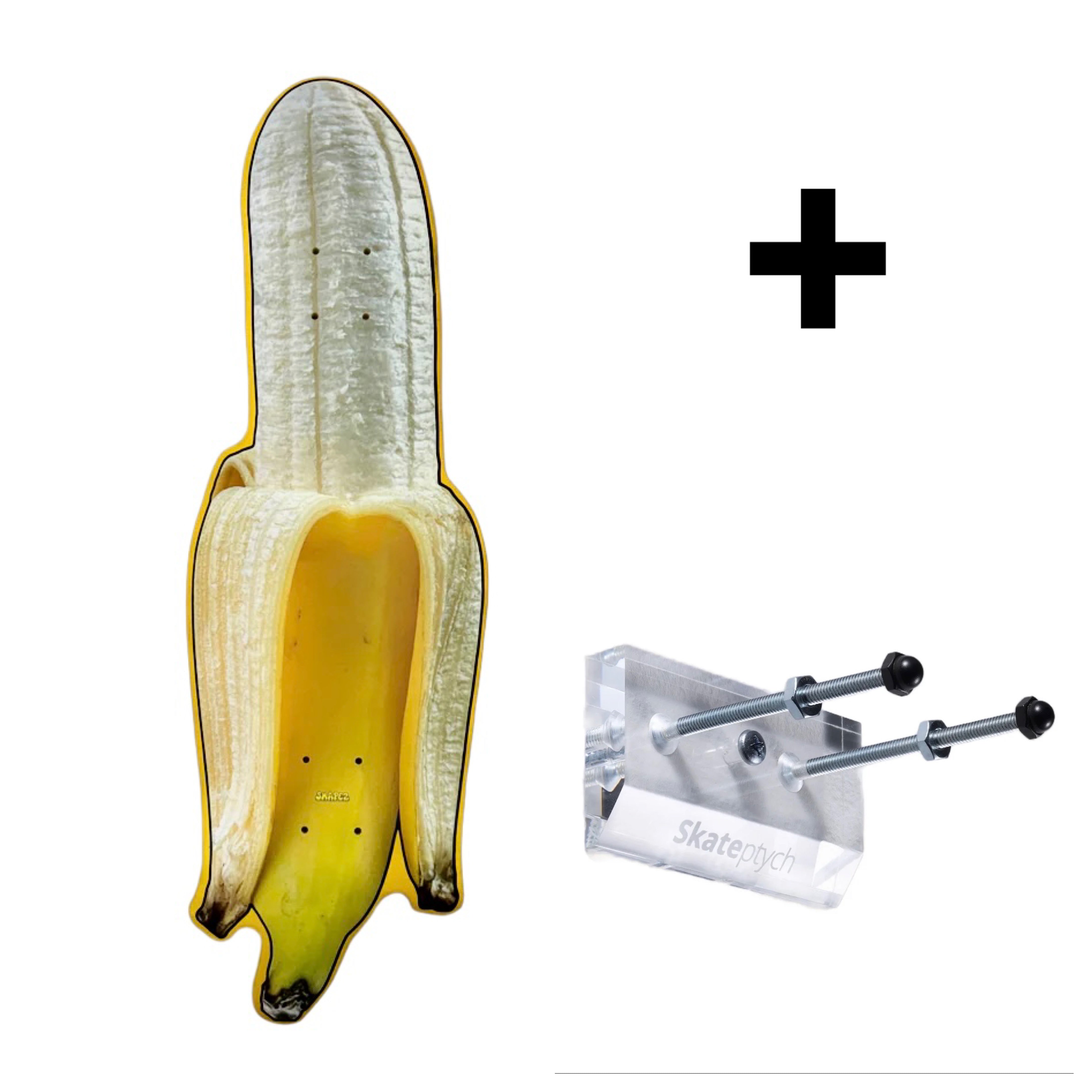 banana skateboard deck and wall hanger
