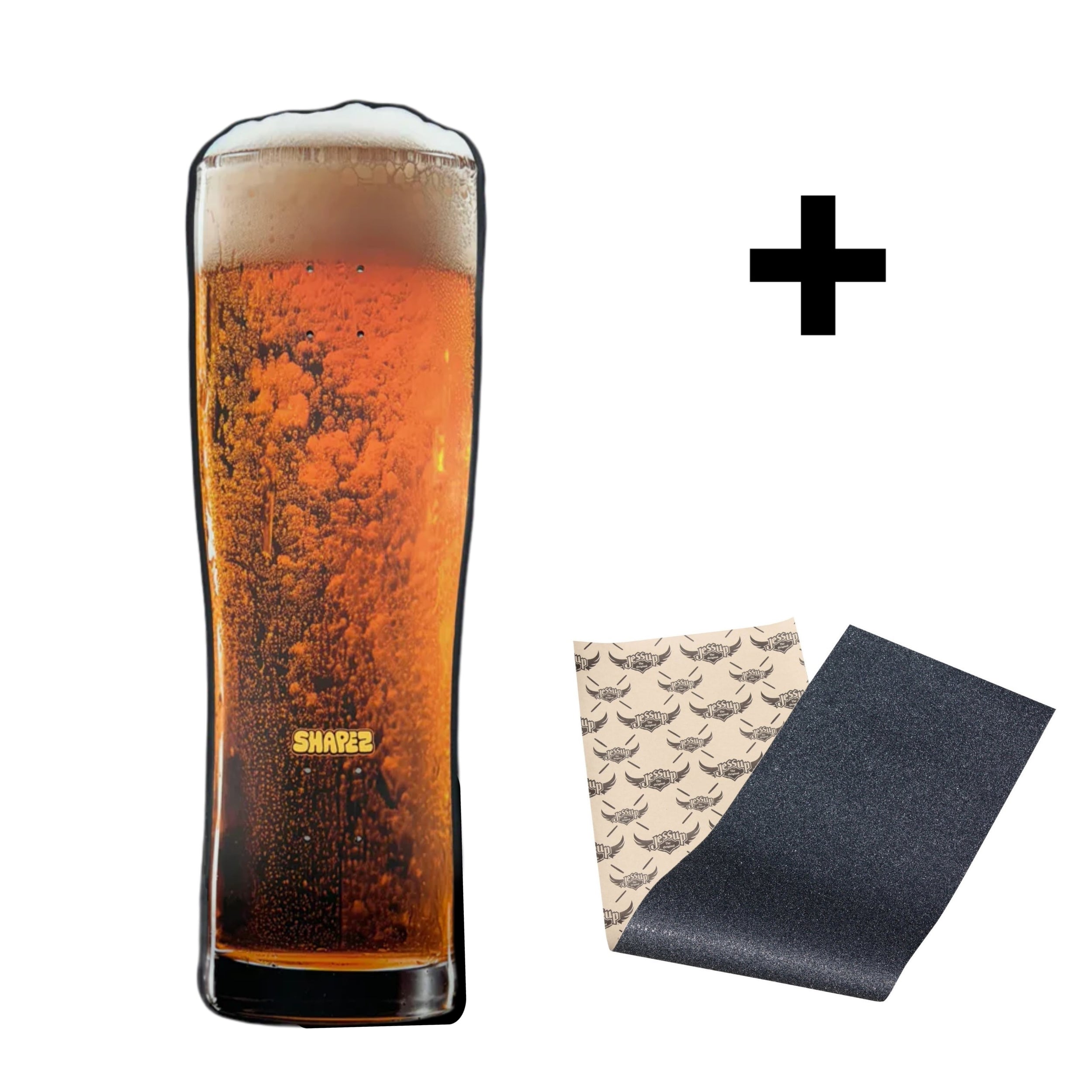 beer pint skateboard deck and grip tape