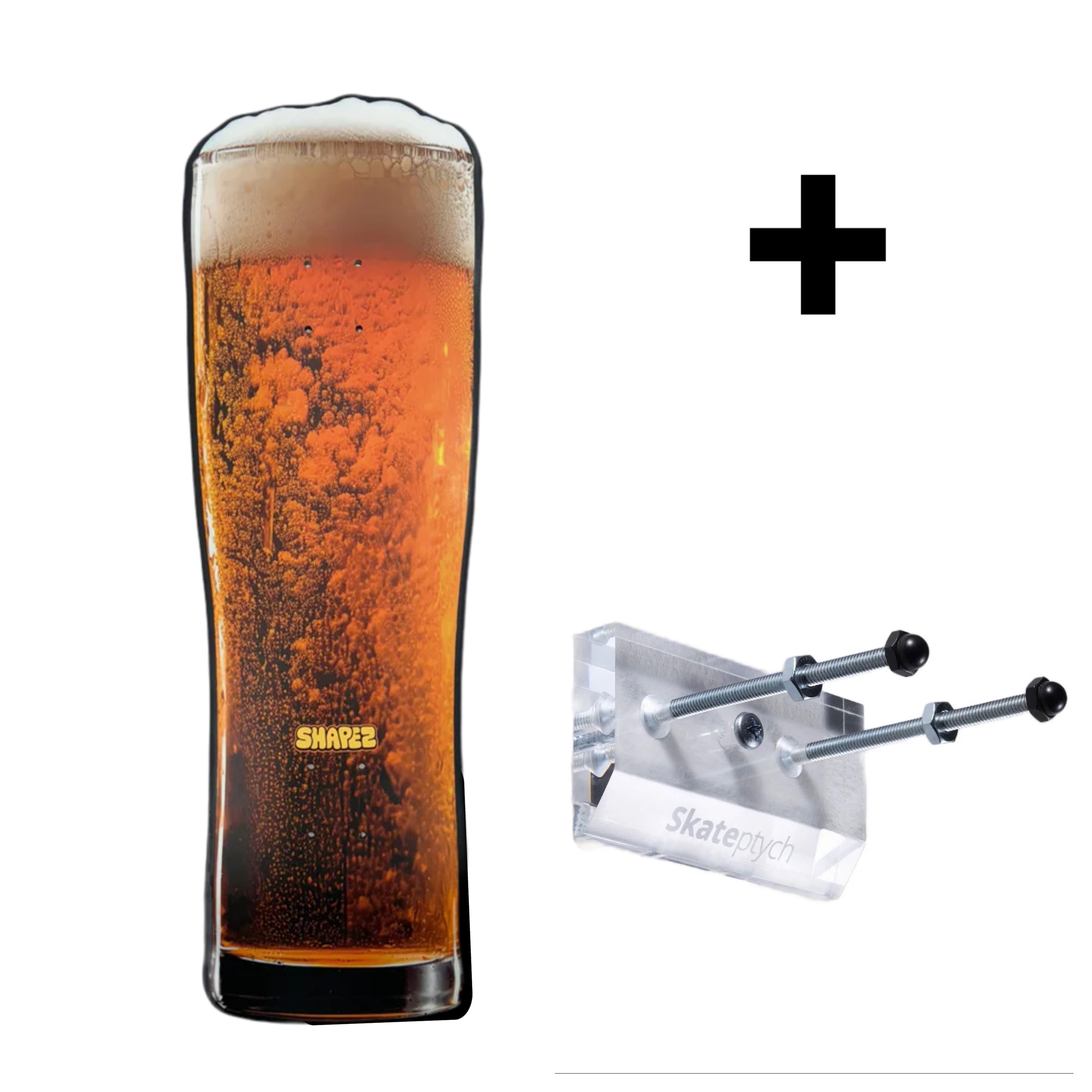 beer pint skateboard deck and wallhanging