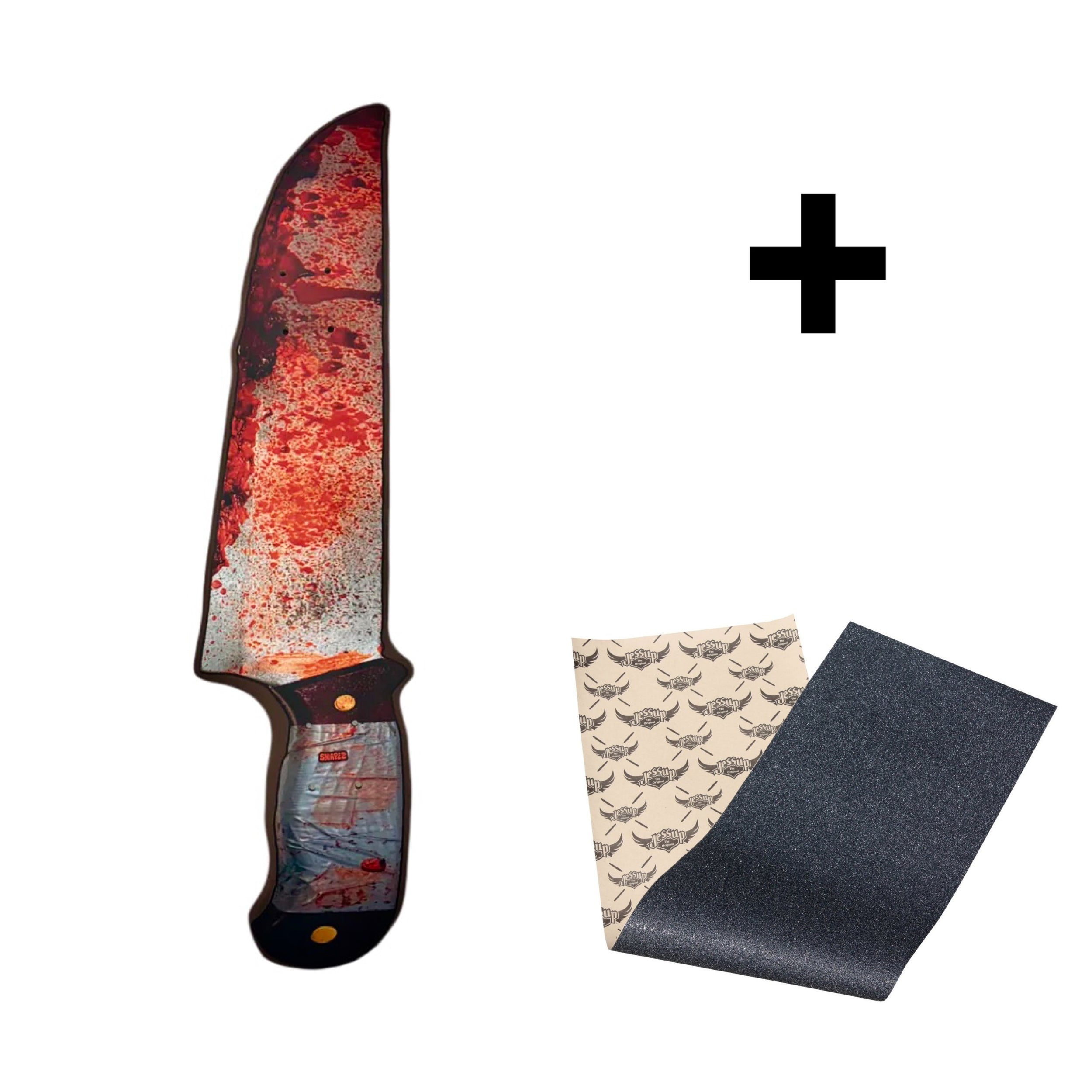 bloody knife skateboard deck and grip tape