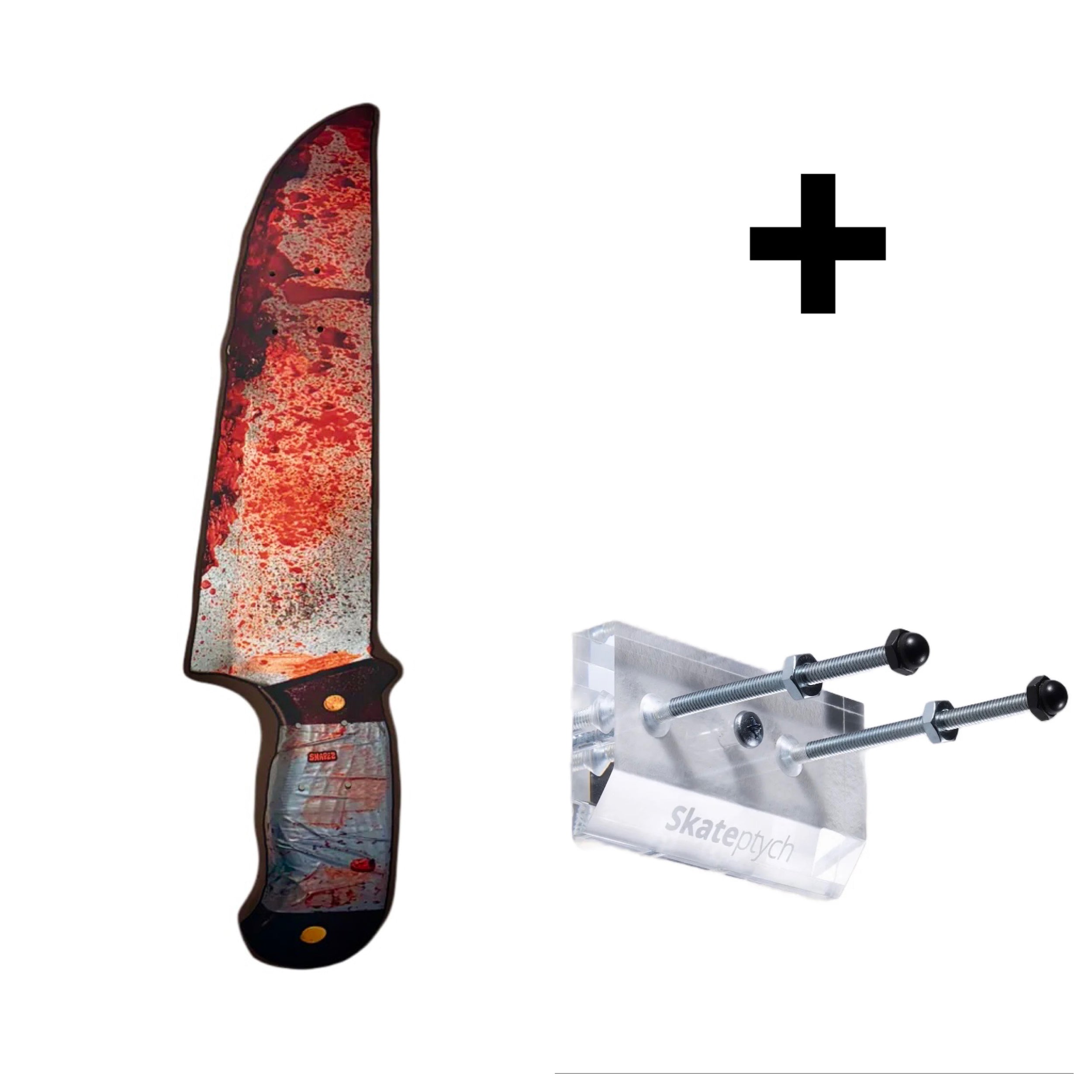 bloody knife skateboard deck and wall hanger