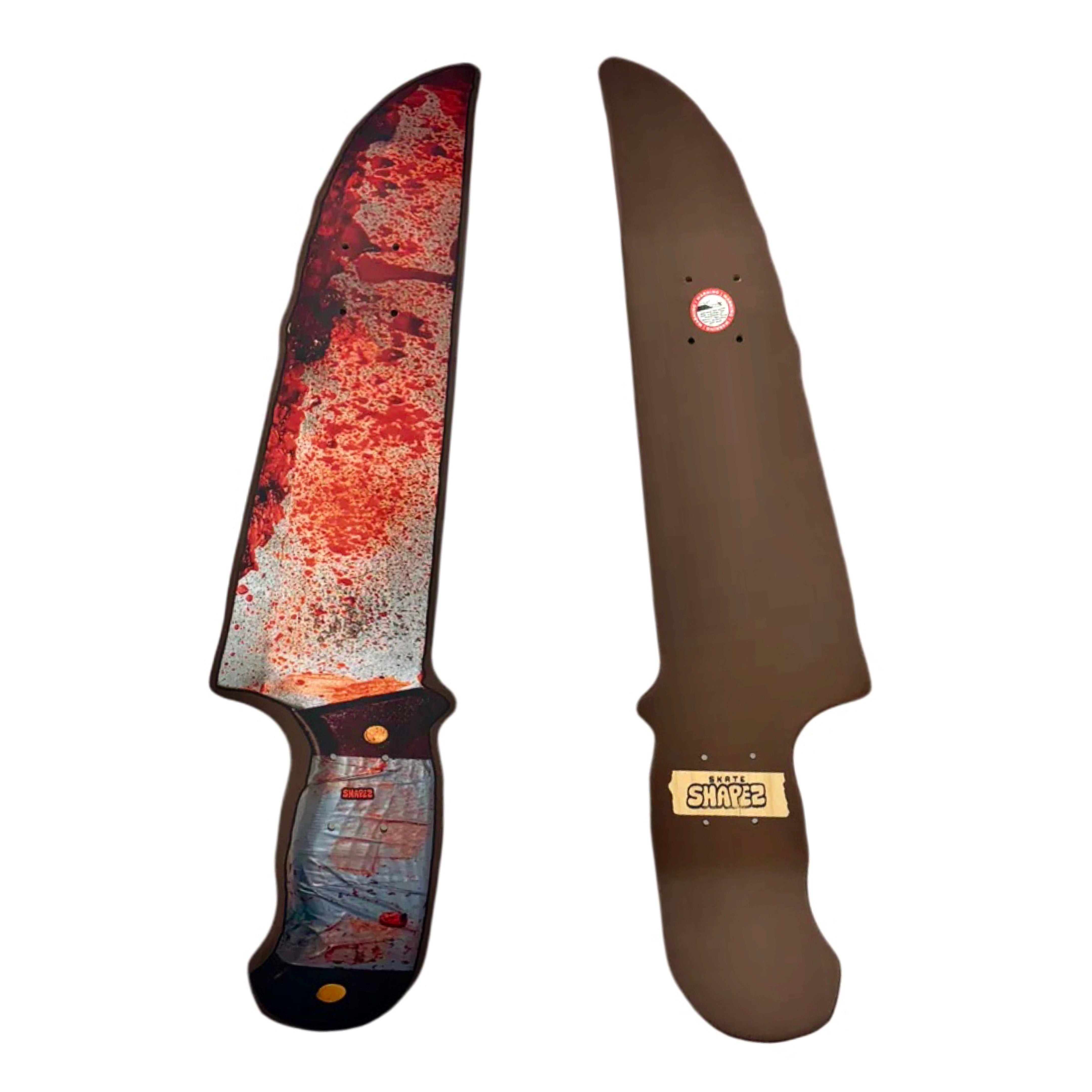 bloody knife skateboard deck front and back