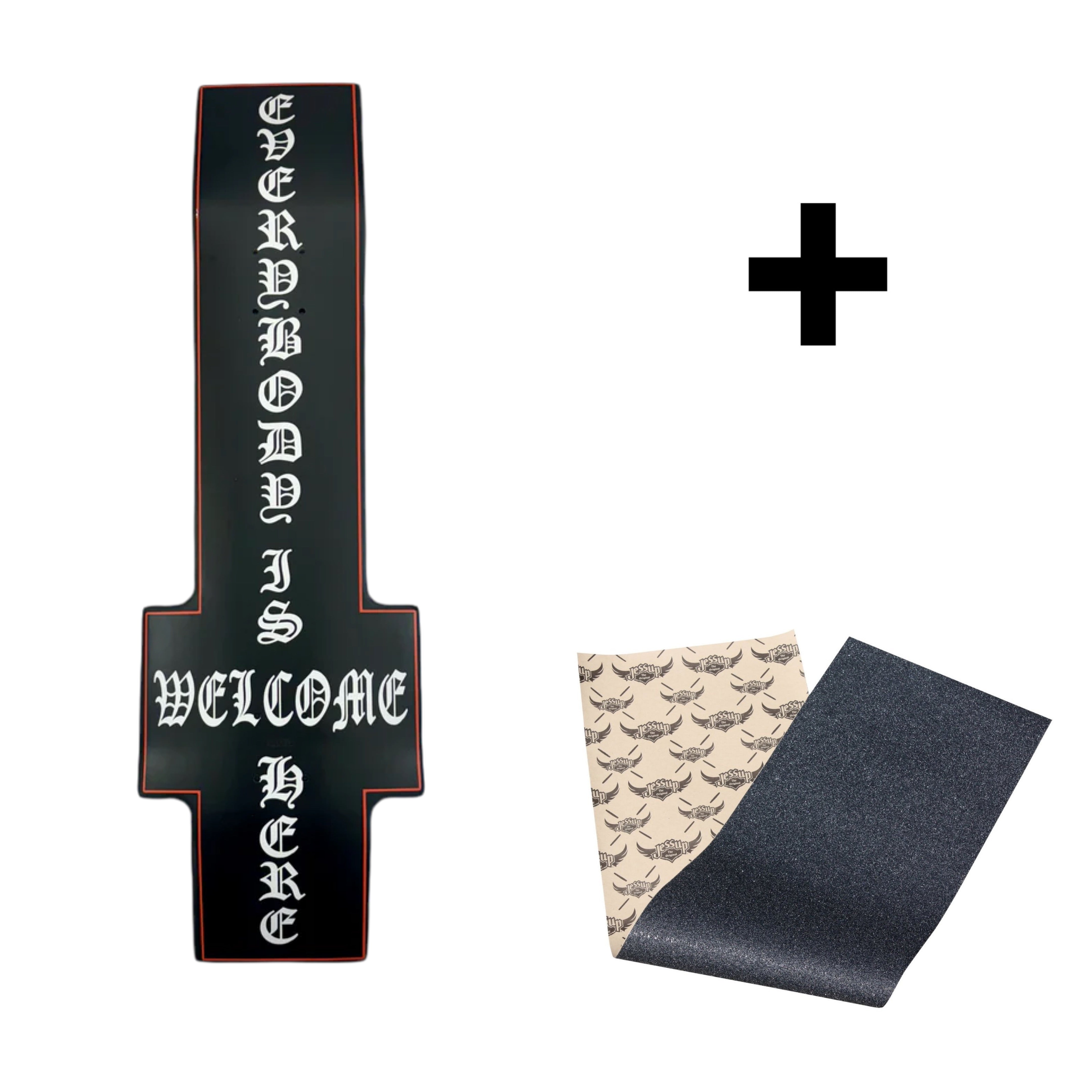 inverted cross skateboard deck and grip tape