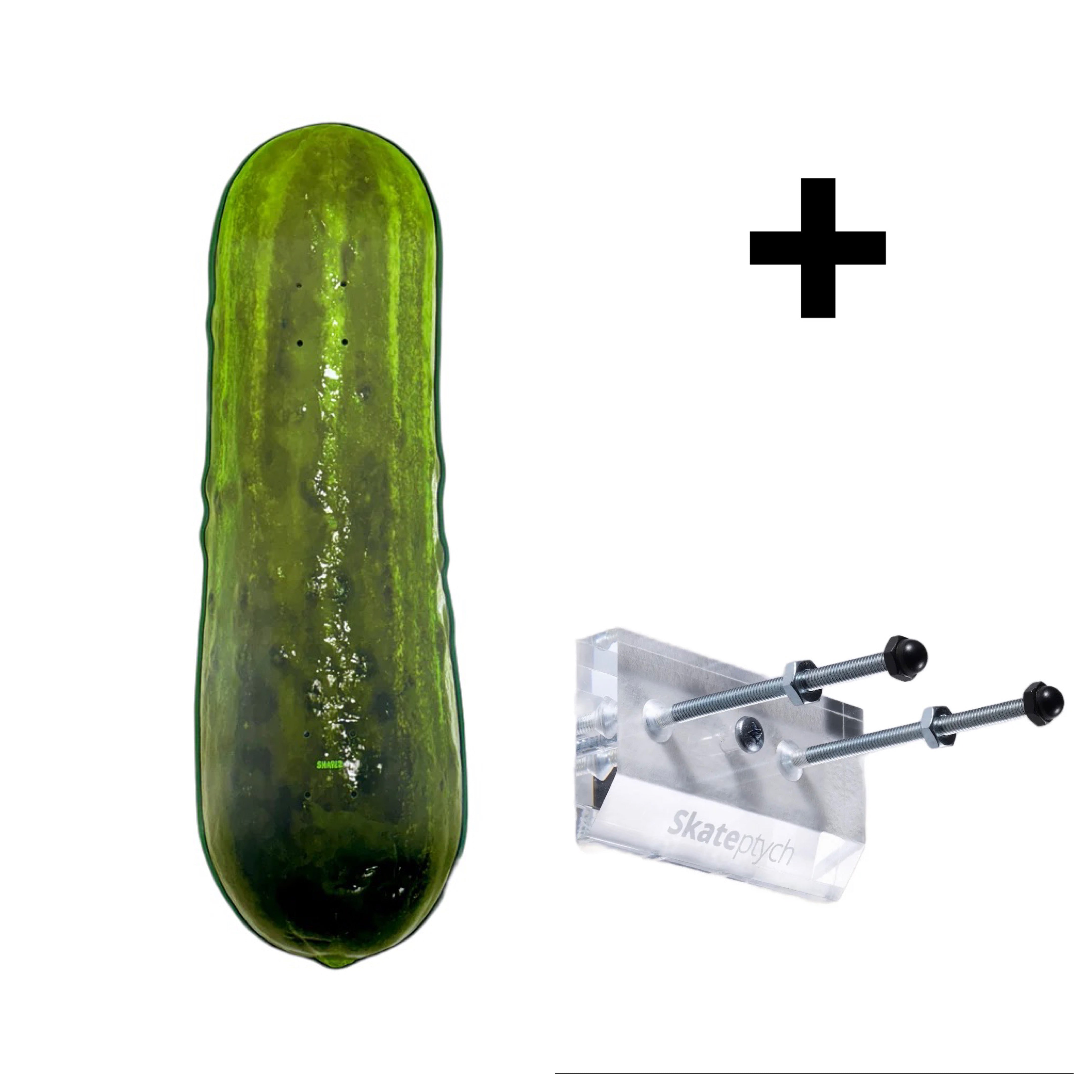 pickle skateboard deck and wall hanger