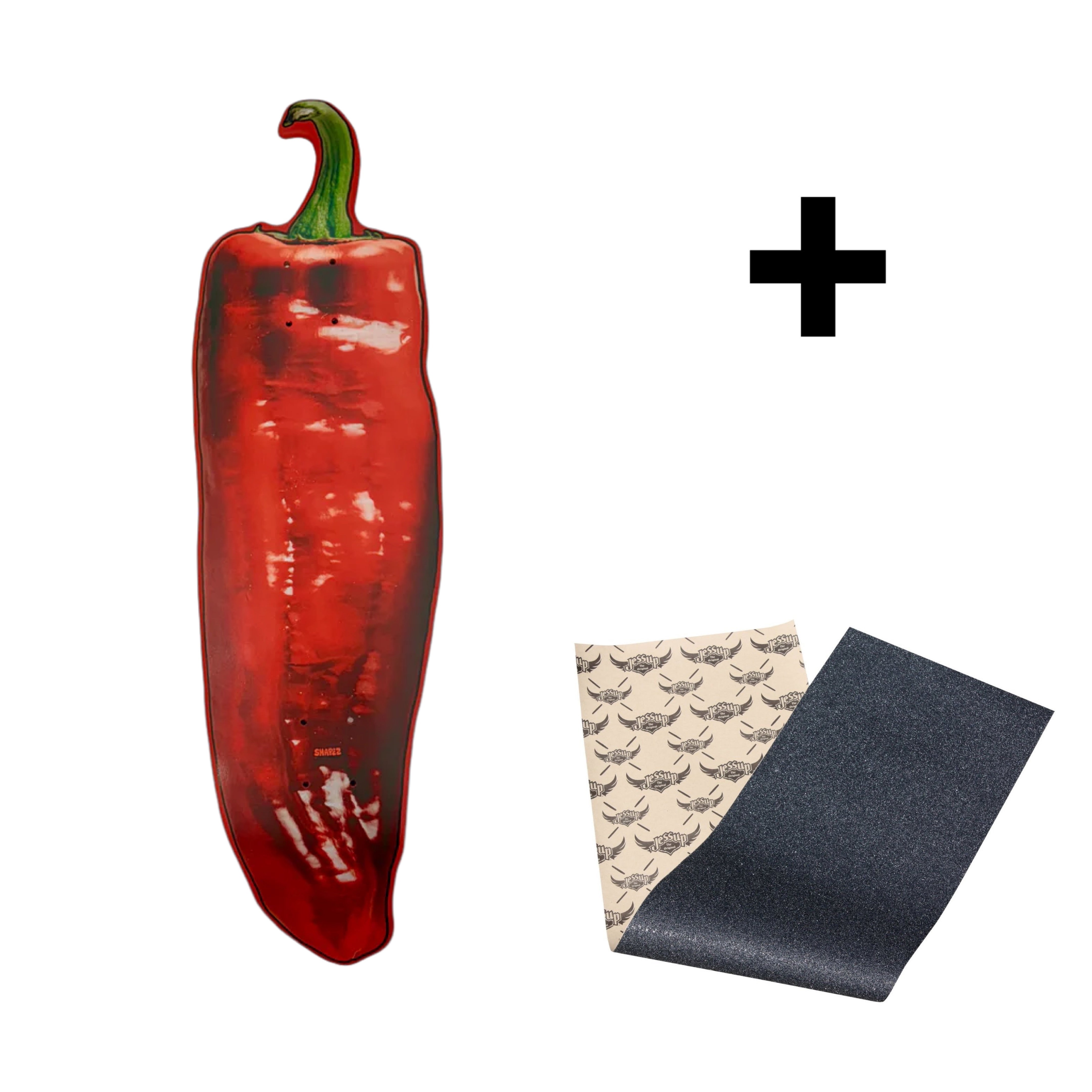 red pepper skateboard deck and grip tape
