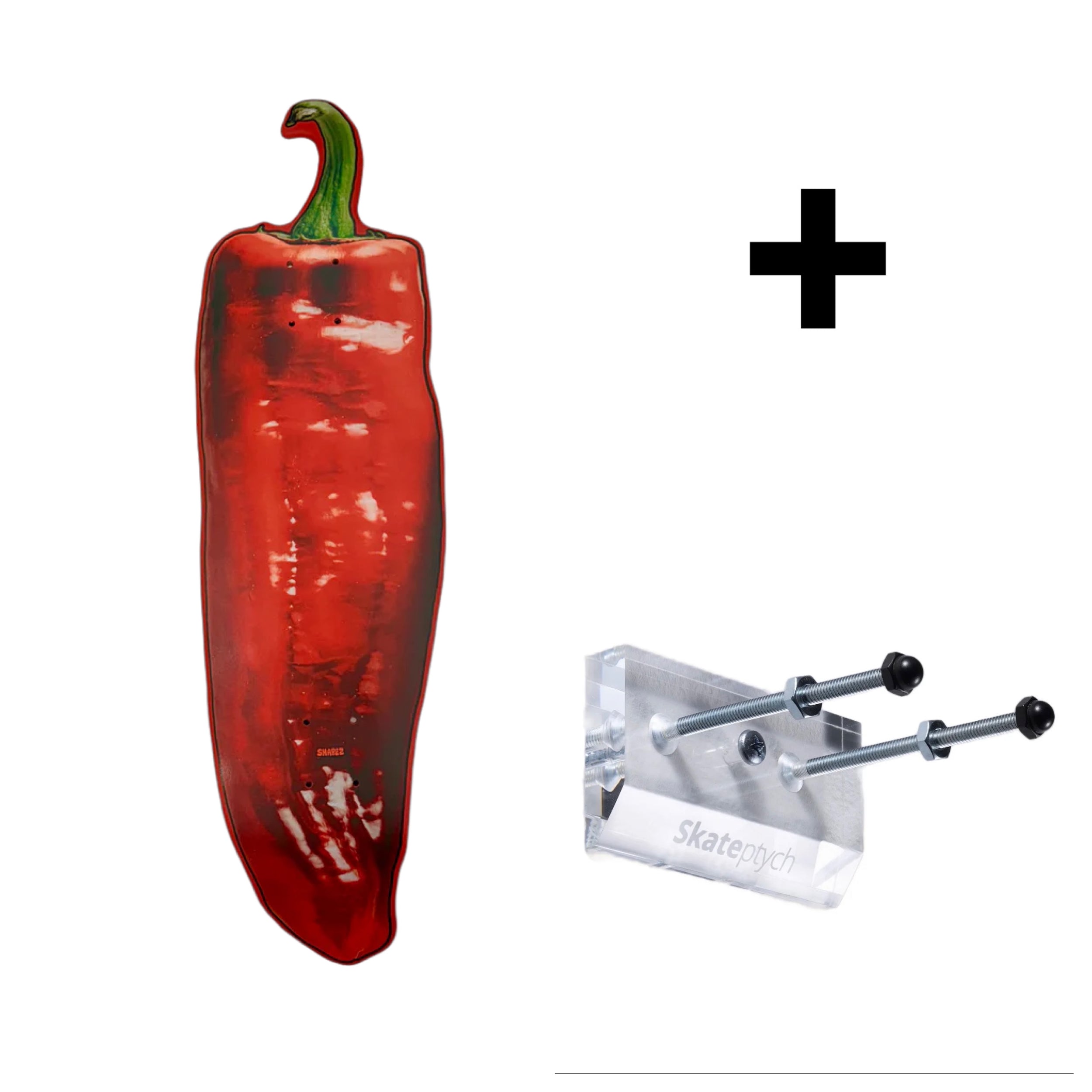 red pepper skateboard deck and wall hanger