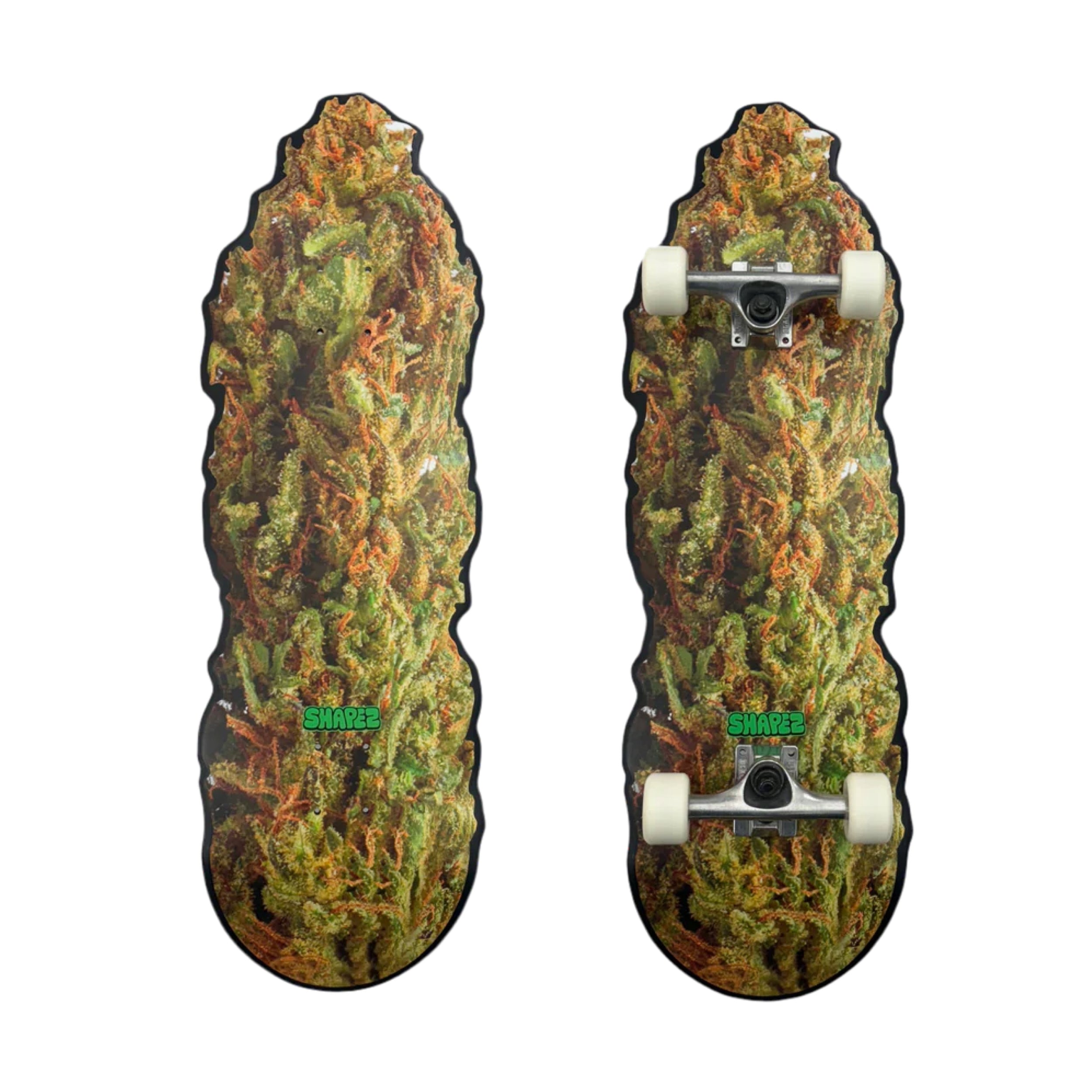 weed nug shaped skateboard deck complete